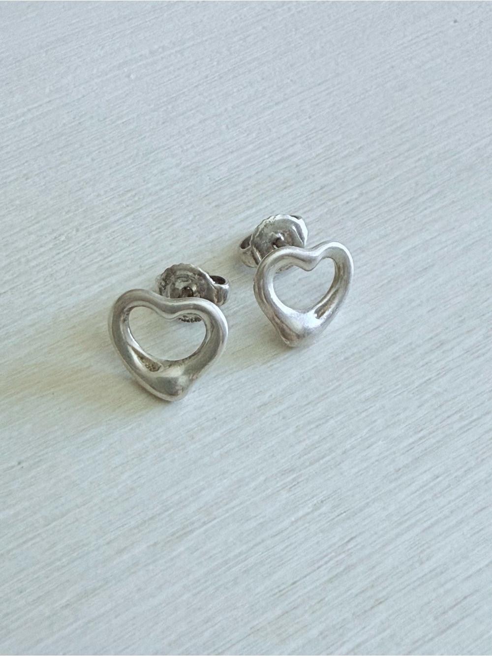 ✨ Tiffany & Co. Sterling Silver Elsa Peretti Open Heart Earrings Gift 11mm ✨ - Picture 7 of 14